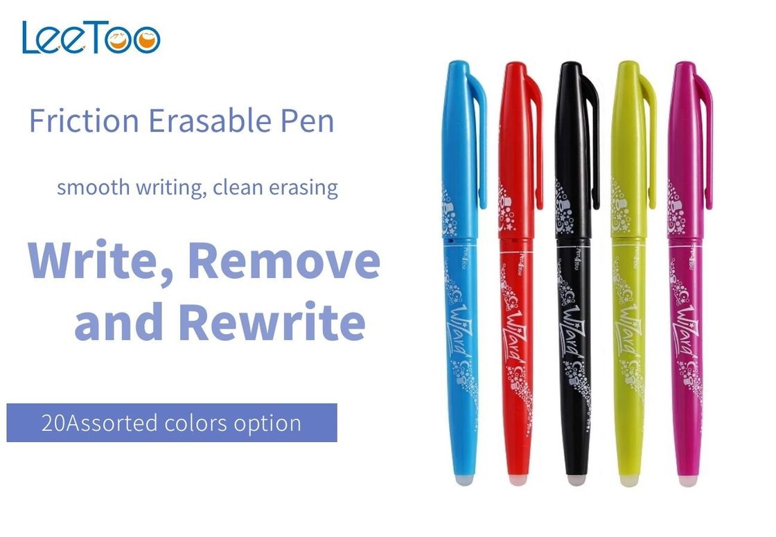Wymazywalne długopisy żelowe o grubości 0,5 mm w wielu kolorach z gumką